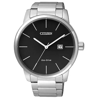 CITIZEN Eco-Drive   精實風範簡約時尚腕錶-銀框黑