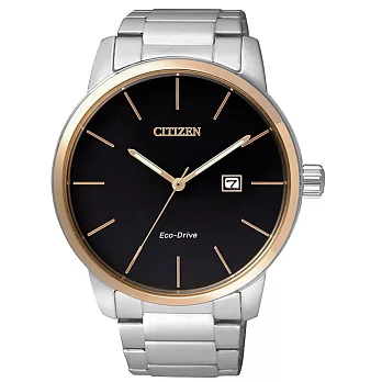 CITIZEN Eco-Drive 精實風範簡約時尚腕錶-金框黑