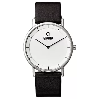 OBAKU 復刻極簡大面板時尚腕錶-白X咖啡