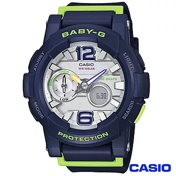 CASIO卡西歐 BABY-G衝浪滑板極限運動數位錶-藍 BGA-180-2B
