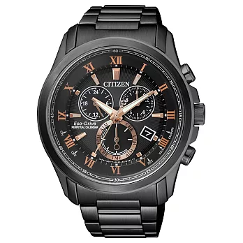 CITIZEN Eco-Drive 航道環行三眼計時錶-黑