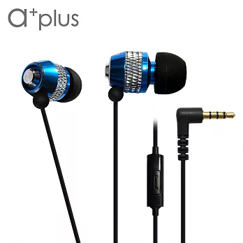 a+plus 鋁合金入耳式可通話立體聲耳機科技藍
