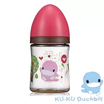 【KU.KU酷咕鴨】歐風經典PES寬口奶瓶160ml-紅