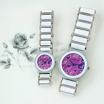 Daniel Wang 3146 氣質美氛多角度切割鏡面仿陶瓷女錶-紫面紫心大型