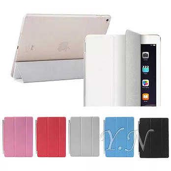 iPad Air 2 超級保護組(副廠 磁吸式 Smart Cover (可喚醒、休眠)+晶亮伴侶硬殼)_粉