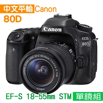 Canon EOS 80D+18-55mm STM 單鏡組*(中文平輸)-強力大吹球+細纖維拭鏡布+極細毛刷+數位清潔液+硬式保護貼