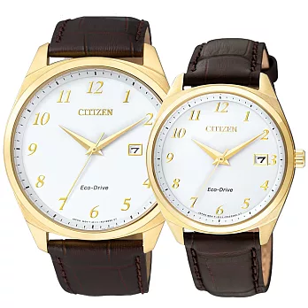 CITIZEN Eco-Drive 美好懷舊光動能時尚對錶-BM7322-06A/EO1172-05A