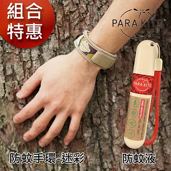 【PARAKITO帕洛】法國天然精油防蚊迷彩手環+防蚊液(有效期至2019.2)