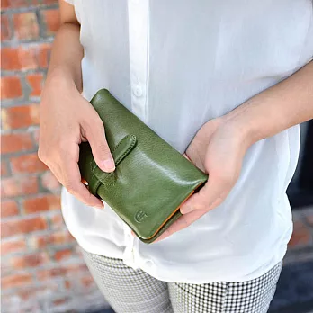 CLEDRAN｜日本真皮手工皮帶扣長夾 綠色