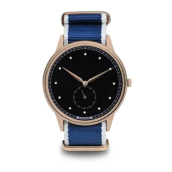 HYPERGRAND手錶 - 小秒針系列 - 玫瑰金黑錶盤藍斜紋