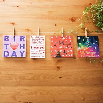 【GFSD】水鑽精品手工賀卡-F組-萬聖節卡／聖誕卡／生日卡／情人節卡（4入）
