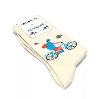 GREEN BLISS 有機棉襪 - [聯名系列] NABULBAE How to travel to Jeju 1 (Bicycle) 自行車 中長襪 (男/女)