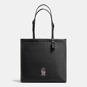 預購【COACH】MICKEY米奇現量聯名款皮革托特手袋(黑色F37981)
