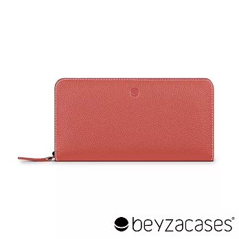 Beyzacases Frances Wallet 真皮拉鍊手機雙用長夾 (浪漫粉/可放置手機)