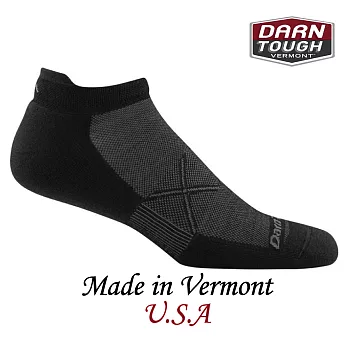 【美國DARN TOUGH】Vertax Tab No Show Ultra-Light Cushion跑步系列踝襪(2入)L黑/灰