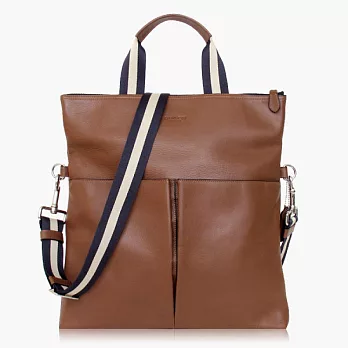 【COACH 男仕品味】皮革 / 側肩 / 斜肩 / 多功能包_駝色
