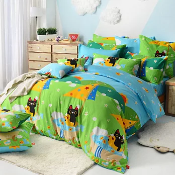 義大利Fancy Belle X Malis《大自然的淋浴》雙人四件式防蹣抗菌舖棉兩用被床包組