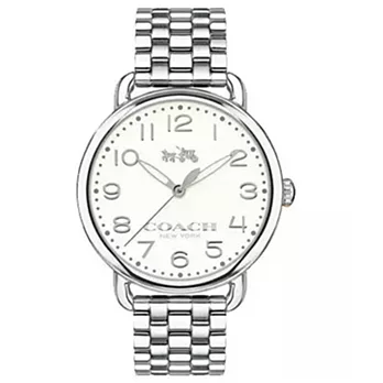 (預購)【COACH】銀色時尚個性數字皮帶鋼鍊女錶(14502272)