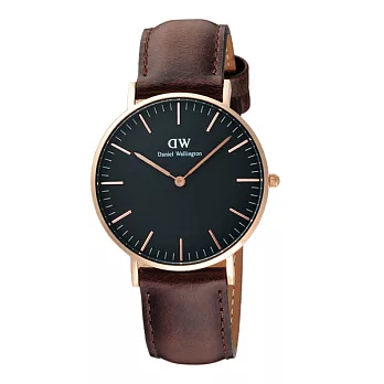 DW Daniel Wellington Classic Black 經典皮帶錶-DW00100137/36mm