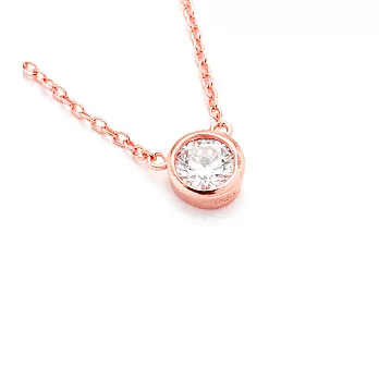 SHASHI 紐約品牌 Solitaire 圓形單鑽項鍊 玫瑰金 925純銀鑲18K