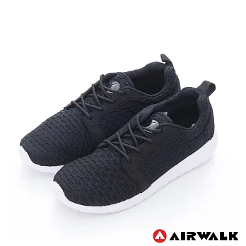 AIRWALK(男)- 比麗 蜂巢式格紋洞洞休閒慢跑鞋10黑