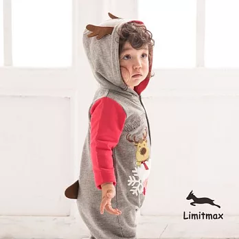 純棉舒適☆Limitmax☆糜鹿搖尾巴紅色造型連身兔裝+粉紅響叮噹包屁衣3-6M (50CM)麻灰+桃紅