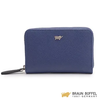 【BRAUN BUFFEL】.德國小金牛 - CURZIO庫爾奇系列拉鍊鑰匙零錢包 - 鳶尾花色