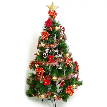 台灣製5尺/5呎(150cm)特級綠松針葉聖誕樹 (+飾品組-紅金色系)(不含燈)YS-GPT05001