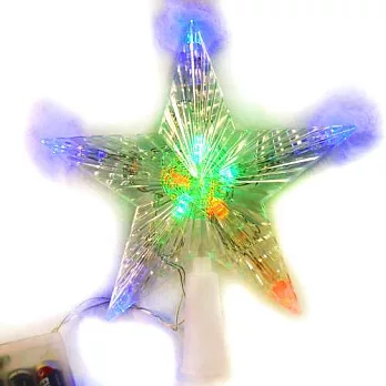 聖誕燈LED透明樹頂星電池燈 (彩光) (高亮度又環保)(可裝飾於聖誕樹頂或窗戶等)YS-XSLED100033