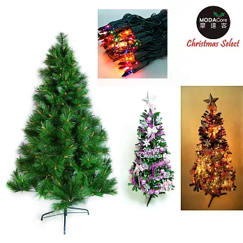 台灣製 6呎 / 6尺(180cm)特級綠松針葉聖誕樹 (+飾品組)(+100燈鎢絲樹燈2串)-飾品銀紫色系+四彩光YS-GPT06103
