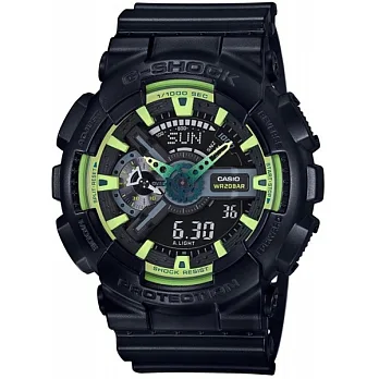 【CASIO】卡西歐 G-SHOCK系列 活力多層次抗磁雙顯電子錶 (萊姆綠 GA-110LY-1A )