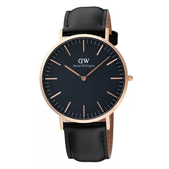 DW Daniel Wellington Classic Black 經典皮帶錶-DW00100127/40mm