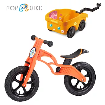 POPBIKE 兒童平衡滑步車 - AIR充氣胎 + 拖車組(粉)_AIR車-桃色