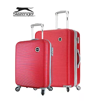 【Slazenger 史萊辛格】20+24吋 珠光橫條紋 行李箱/拉桿箱/登機箱 (玫瑰紅)其他