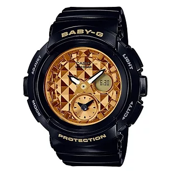 【CASIO】Baby-G 鉚釘面雙顯電子錶 (黑 BGA-195M-1A)