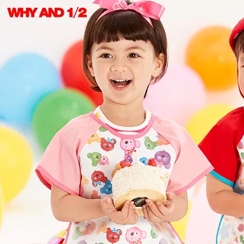WHY AND 1/2 圍兜 短袖防水圍兜 氣球普普熊02粉色