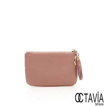 OCTAVIA 真皮 - 貼心勿語 羊皮鑰匙釦小流蘇萬用零錢包 -天天粉