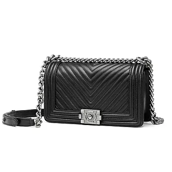 預購【O-ni O-ni】真皮V字紋側肩包女士休閒手拿包HWBH-P192(2色可選)黑色