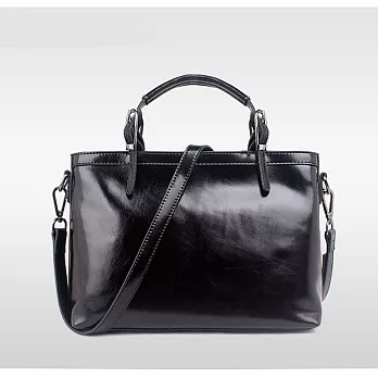 預購【O-ni O-ni】真皮新款公事手提包女士油蠟素色側肩包HLY-8630(6色可選)黑色