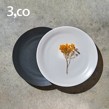 【3,co】水波麵包盤(2件式) - 黑+白