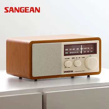 【SANGEAN】山進二波段復古收音機(調頻/調幅)WR-11木紋