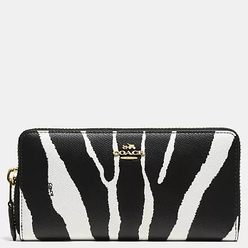 預購【COACH】真皮斑馬紋長夾錢包  F52340-斑馬紋
