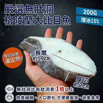 【優鮮配】〝買1送1〞嚴選大片無肚洞格陵蘭扁鱈魚1片(約200g/片)