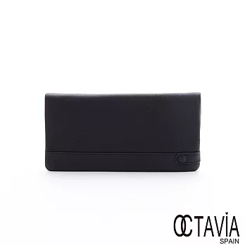 OCTAVIA 真皮 - 素顏 原皮四扣二折長夾 - 原生黑