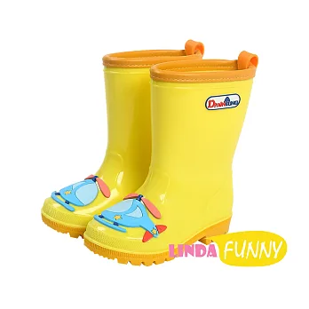 【Linda Funny】大空造型圖案厚底兒童雨鞋_黃色飛機#26
