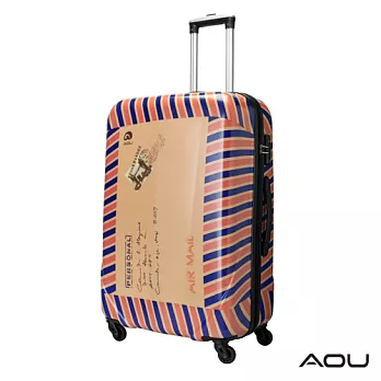 AOU 24吋 愛心公益 TSA海關鎖鏡面硬殼箱 旅行箱 (郵票箱) 90-032B