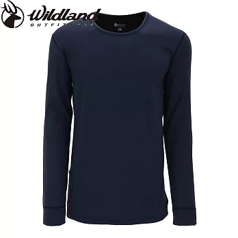 荒野 wildland ROUND NECK FAR INFRARED PULLOVER 男遠紅線圓領彈性保暖衣M灰藍色