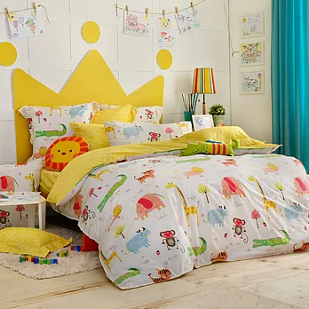 義大利Fancy Belle 加大純棉防蹣抗菌吸濕排汗兩用被床包組-奇幻冒險