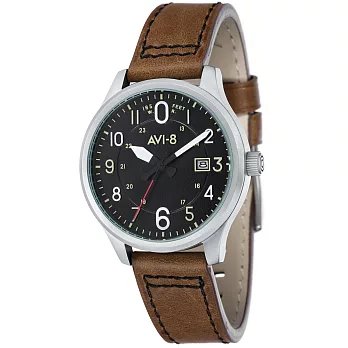 【AVI-8】HAWKER HURRICANE 潮流手錶( 黑/棕色 AIAV40530B )