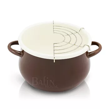 【日本 PETIT COOK】琺瑯油炸鍋 16CM (咖啡色)